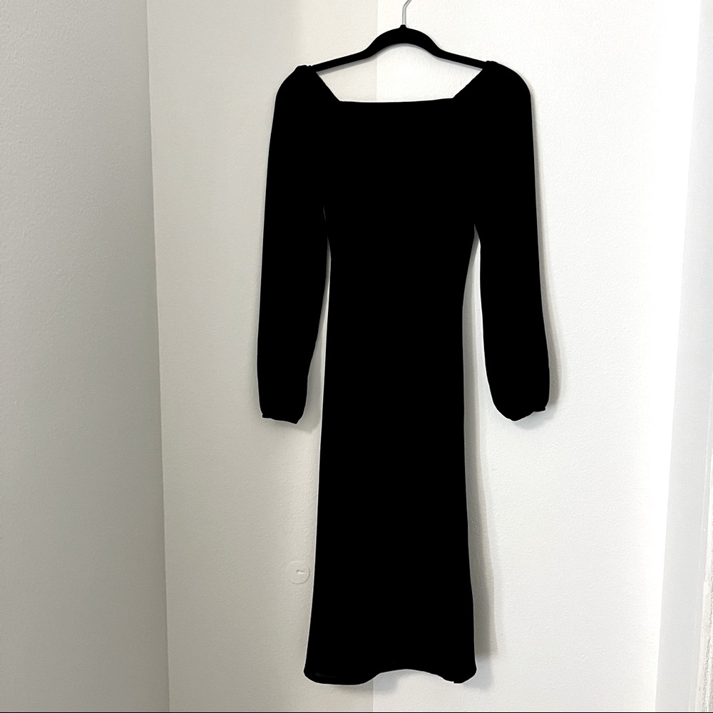 Shein: Solid Square Neck Split Thigh Dress